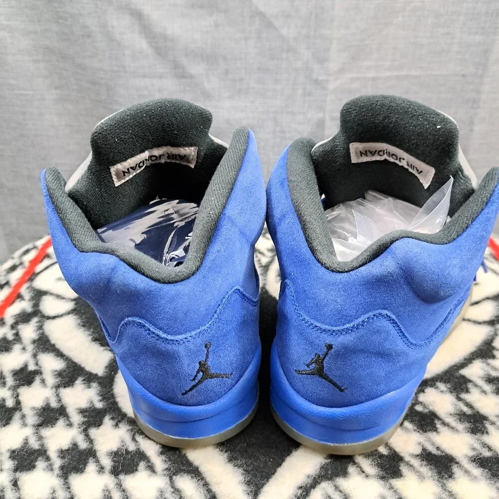 %Nike Jordan 5 Retro Blue Suede Youth 7Y Blue 440888-401 AJ16